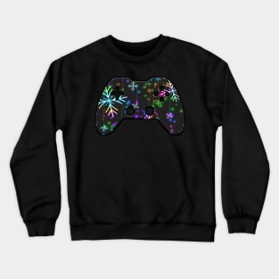 Winter Snowflake Christmas Lights - Gaming Gamer Abstract - Gamepad Controller - Video Game Lover - Graphic Background Crewneck Sweatshirt